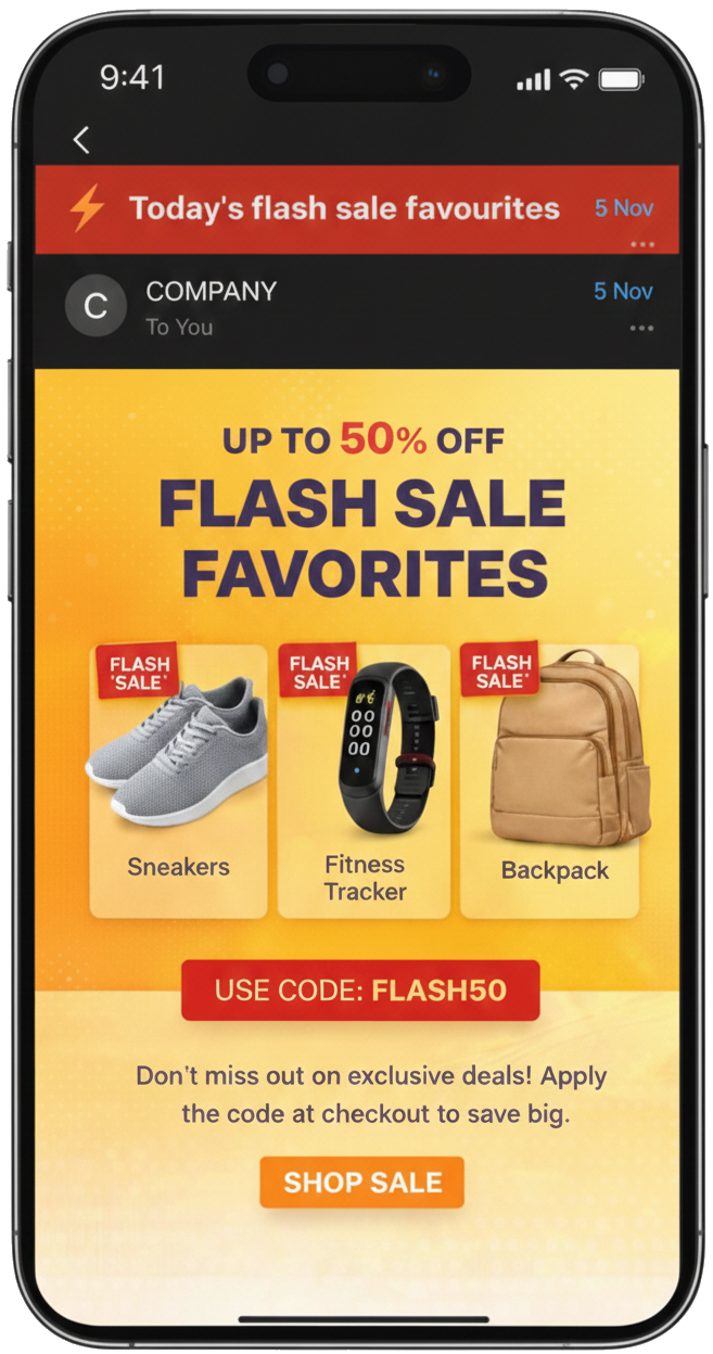 New arrivals email campaign